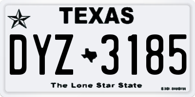 TX license plate DYZ3185