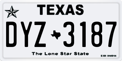TX license plate DYZ3187