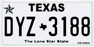 TX license plate DYZ3188
