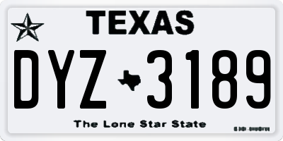 TX license plate DYZ3189