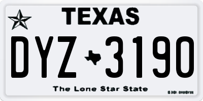 TX license plate DYZ3190