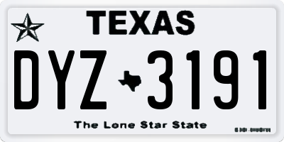 TX license plate DYZ3191