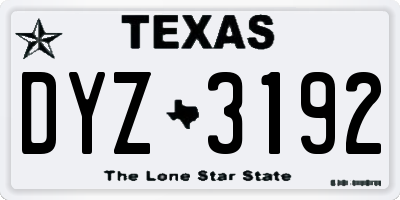TX license plate DYZ3192