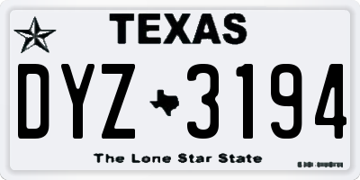 TX license plate DYZ3194
