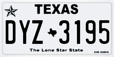 TX license plate DYZ3195
