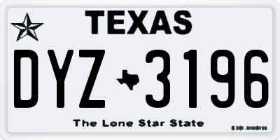 TX license plate DYZ3196