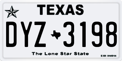 TX license plate DYZ3198