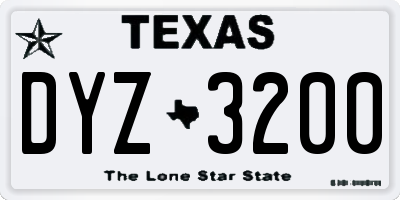 TX license plate DYZ3200