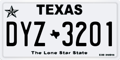 TX license plate DYZ3201