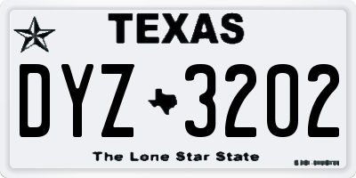 TX license plate DYZ3202
