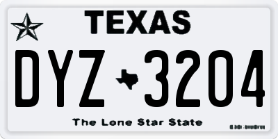 TX license plate DYZ3204