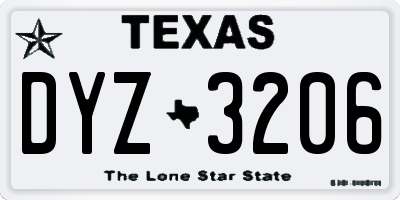 TX license plate DYZ3206