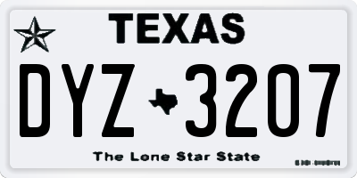 TX license plate DYZ3207
