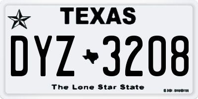 TX license plate DYZ3208