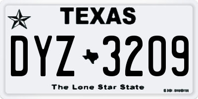 TX license plate DYZ3209