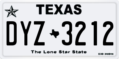 TX license plate DYZ3212