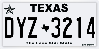 TX license plate DYZ3214