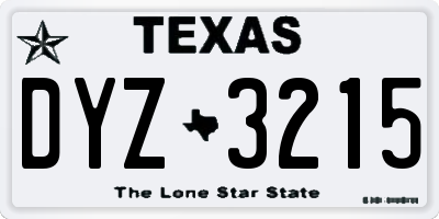TX license plate DYZ3215