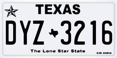 TX license plate DYZ3216
