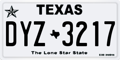 TX license plate DYZ3217