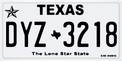 TX license plate DYZ3218