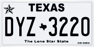 TX license plate DYZ3220