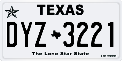 TX license plate DYZ3221