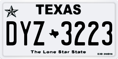 TX license plate DYZ3223