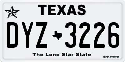 TX license plate DYZ3226