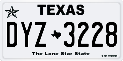 TX license plate DYZ3228