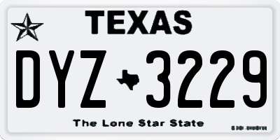 TX license plate DYZ3229