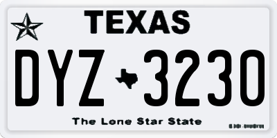 TX license plate DYZ3230