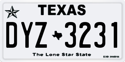 TX license plate DYZ3231
