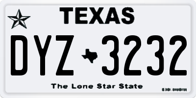 TX license plate DYZ3232
