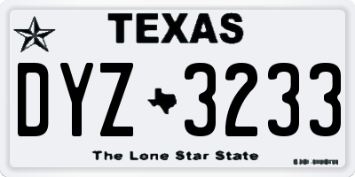 TX license plate DYZ3233