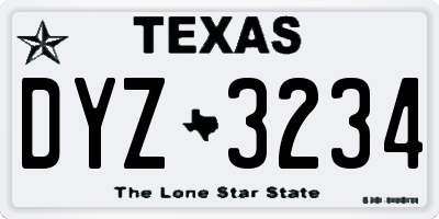 TX license plate DYZ3234