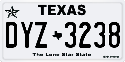TX license plate DYZ3238