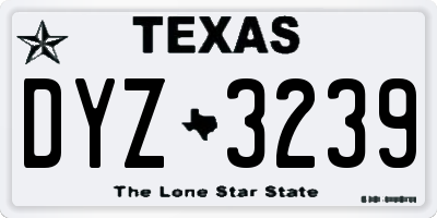 TX license plate DYZ3239