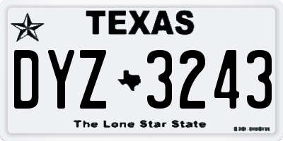 TX license plate DYZ3243
