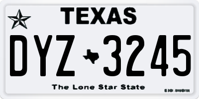 TX license plate DYZ3245