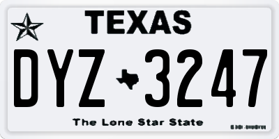 TX license plate DYZ3247