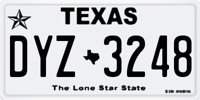 TX license plate DYZ3248
