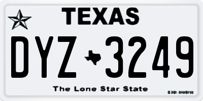 TX license plate DYZ3249