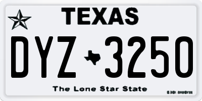TX license plate DYZ3250