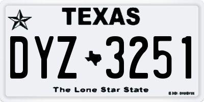 TX license plate DYZ3251