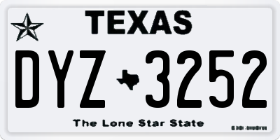 TX license plate DYZ3252