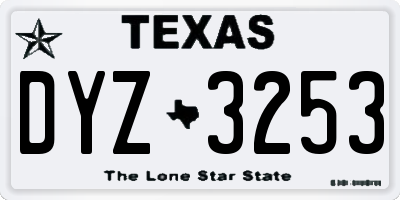 TX license plate DYZ3253