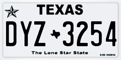 TX license plate DYZ3254