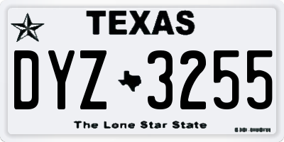 TX license plate DYZ3255