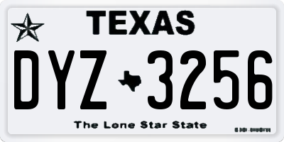 TX license plate DYZ3256